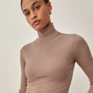 Zara Ribbed Turtle Neck Sweater in Beige